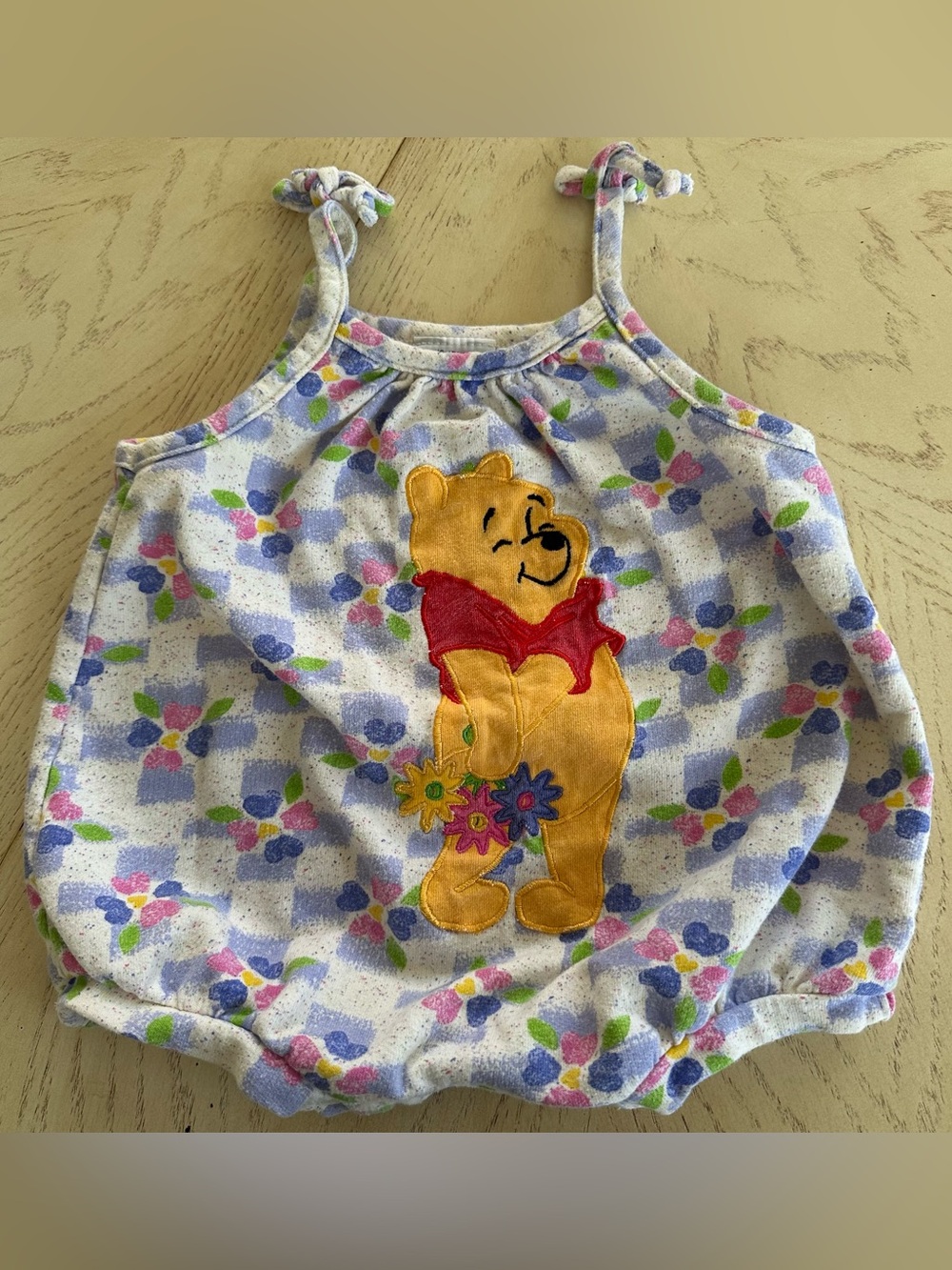 Vintage Winnie The Pooh Bubble Romper Flower Bouquet 3-6 Months VTG